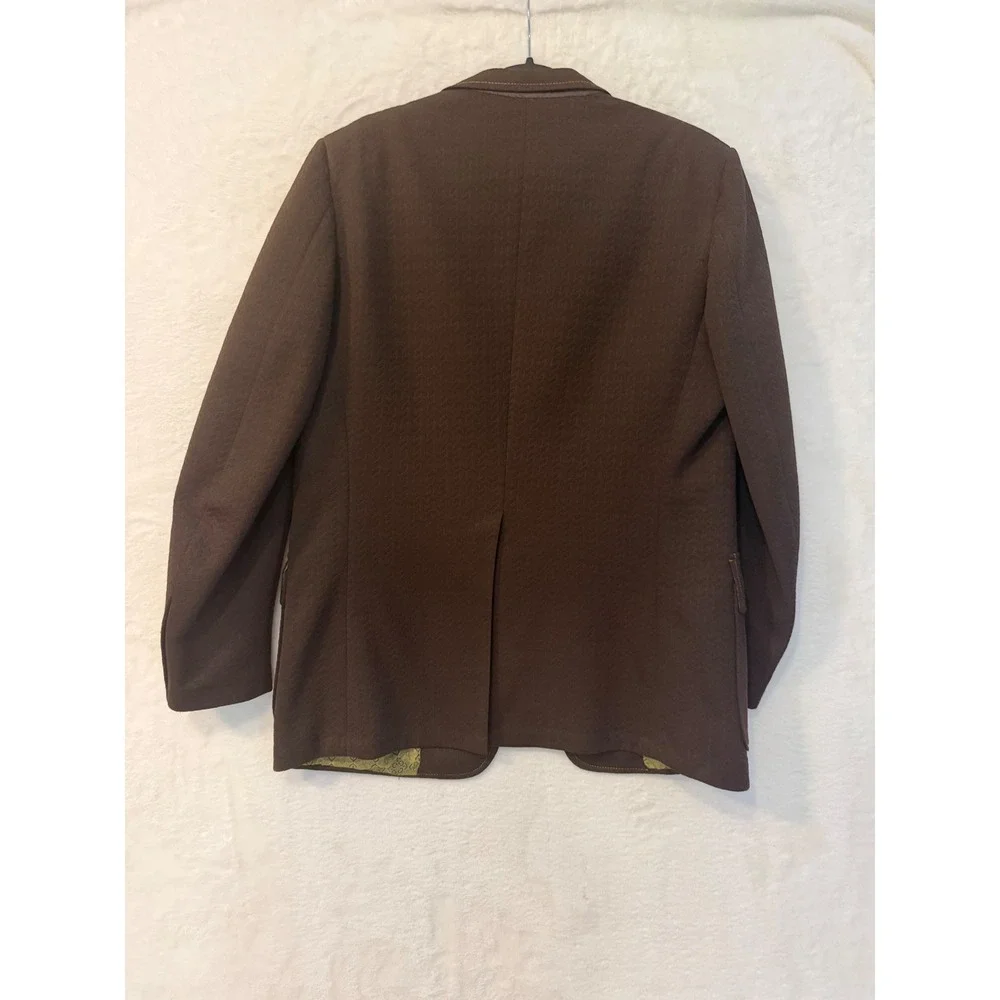 Vintage Michaels-Stern Mens Brown Textured Blazer Sport Coat Patch Pockets 44R